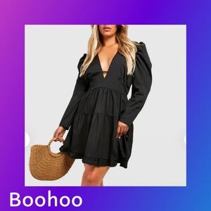 Boohoo Black Long Sleeve Dress